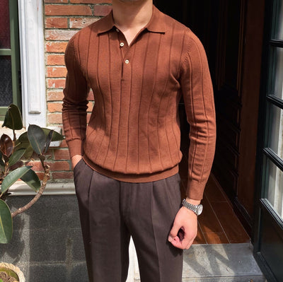 Camisa Slim Fit Tejida con Solapa - Manga Larga Coordinada - Image 9
