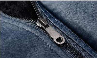 Chaqueta de Cuero Cropped con Forro Polar para Hombre - Estilo Béisbol - Image 6