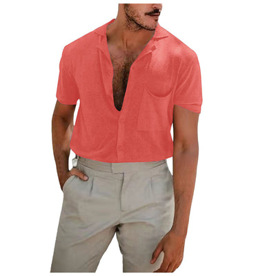Camisa de Lino Casual para Hombre de Manga Corta - Image 10