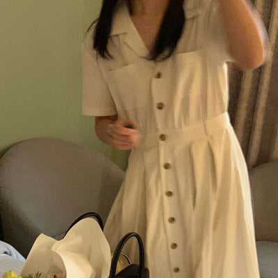 Vestido Largo Elegante con Cintura Definida - Estilo Retro Minimalista - Image 4