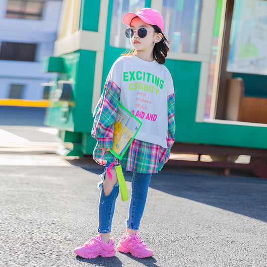 Suéter Coreano Estilo Cuadros con Diseño Superpuesto Falso Dos Piezas - Image 10