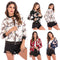 Chaqueta Béisbol Suelta Estampada para Mujer - Otoño e Invierno
