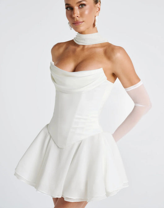 Vestido Tubo Francés de Color Sólido con Mangas - Image 12