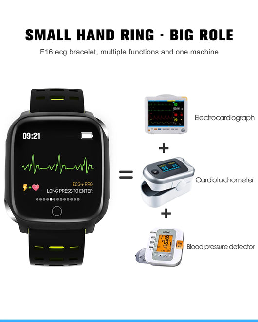 Reloj Inteligente F16 con Monitor ECG, Presión Arterial y Frecuencia Cardíaca - Image 18