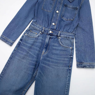 Jumpsuit de Mezclilla Recta Tendencia Urbana para Mujer - Image 4