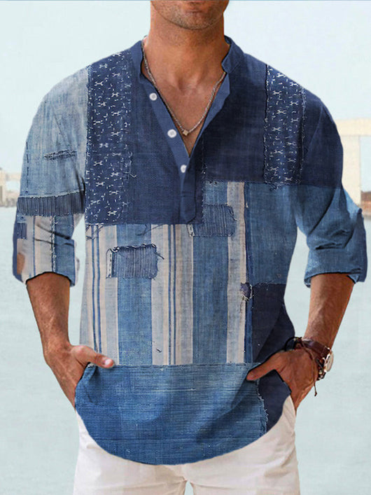 Camisa Hawaiana de Lino Bambú Digital Casual Manga Larga - Image 3