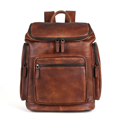 Mochila de Cuero Genuino Doble Capa para Hombre - Ideal para Viajes y Aventuras - Image 5