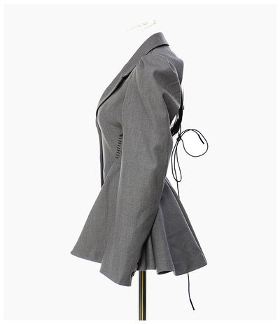 Blazer Elegante Cintura Ajustada con Dobladillo Floral Backless - Image 14