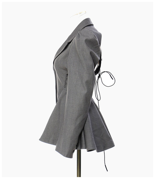 Blazer Elegante Cintura Ajustada con Dobladillo Floral Backless - Image 14