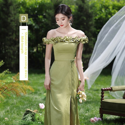 Vestido de Dama de Honor Verde Estilo Nacional - Image 9