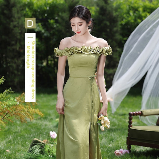 Vestido de Dama de Honor Verde Estilo Nacional - Image 9