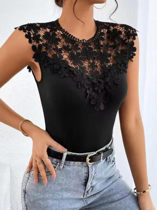 Blusa Sin Mangas con Encaje Elástica para Mujer - Image 5