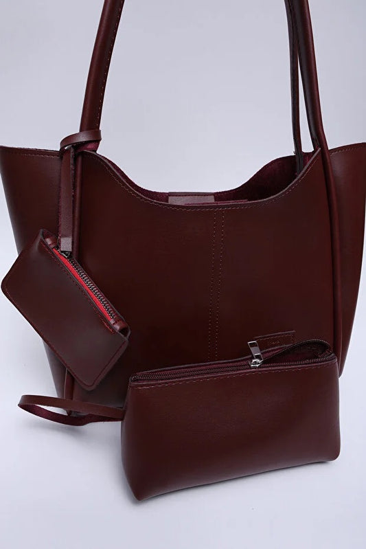 Bolso Burgundy SHK108 de Cuero Sintético para Mujer con Billetera y Neceser - Image 2