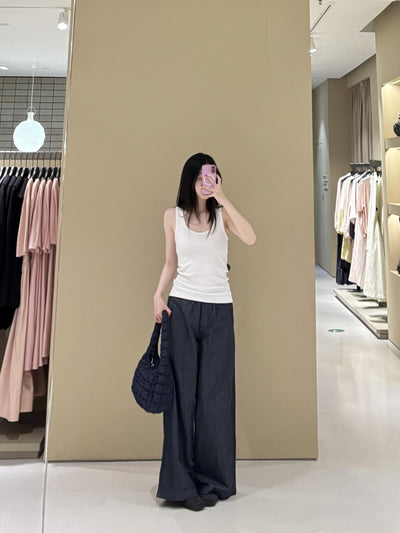 Pantalones Vaqueros Anchos con Cintura Elástica y Cordón Ajustable - Image 9