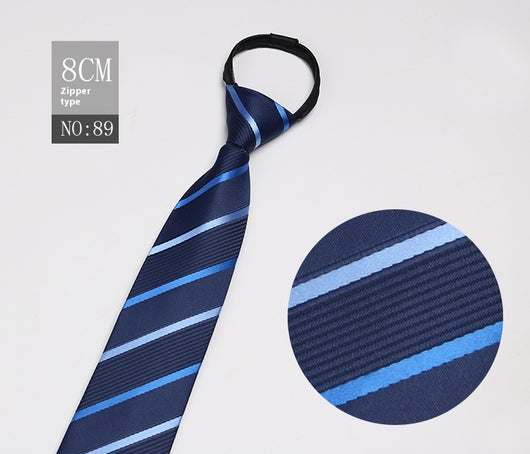 Corbata Negra Rayada Azul con Cierre Rápido - Corbata Ejecutiva Lazy Zip - Image 90