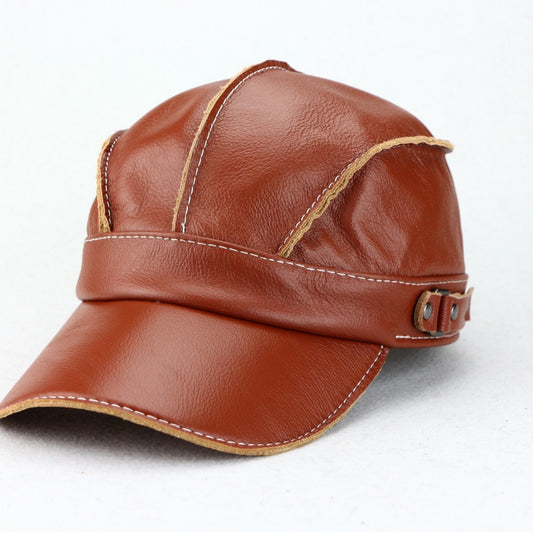 Gorra de Béisbol Unisex Cuero Genuino Estilo Coreano para Otoño e Invierno