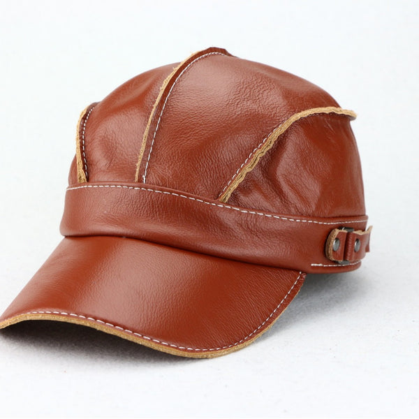 Gorra de Béisbol Unisex Cuero Genuino Estilo Coreano para Otoño e Invierno