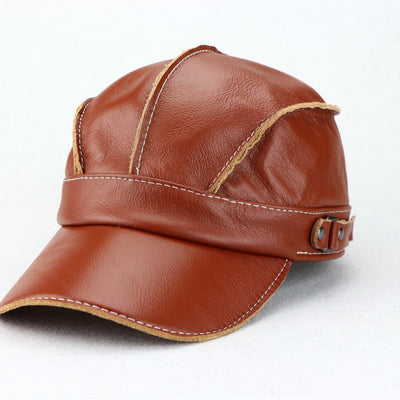 Gorra de Béisbol Unisex Cuero Genuino Estilo Coreano para Otoño e Invierno