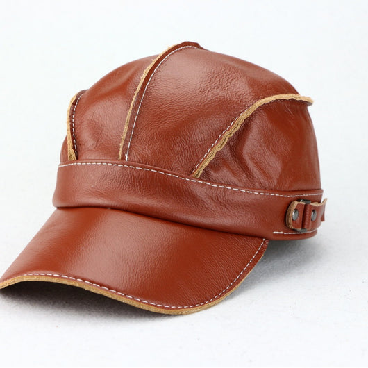 Gorra de Béisbol Unisex Cuero Genuino Estilo Coreano para Otoño e Invierno