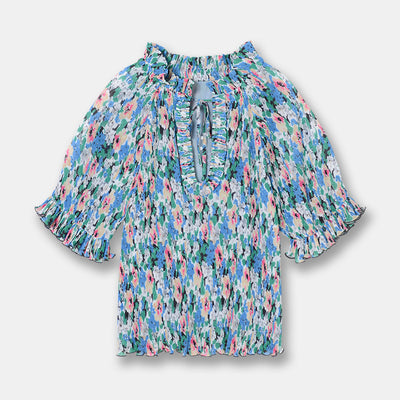 Blusa Georgette Estampada con Mangas Tres Cuartos y Detalles en Chifón - Image 17