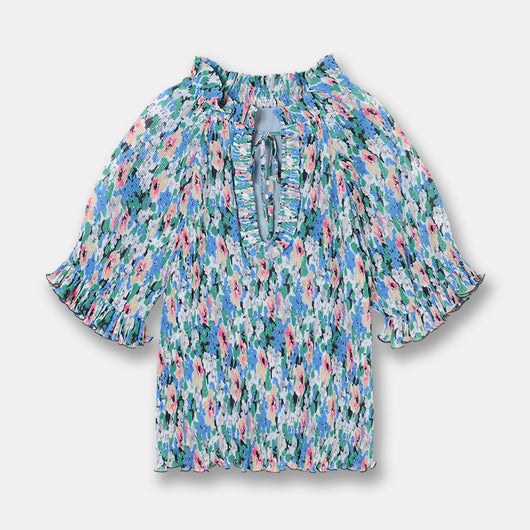 Blusa Georgette Estampada con Mangas Tres Cuartos y Detalles en Chifón - Image 17