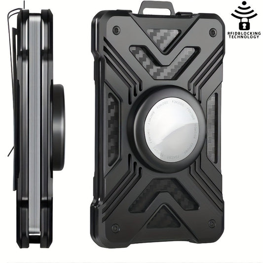 Cartera Minimalista con Rastreador AirTag - Portatarjetas de Fibra de Carbono para Hombre