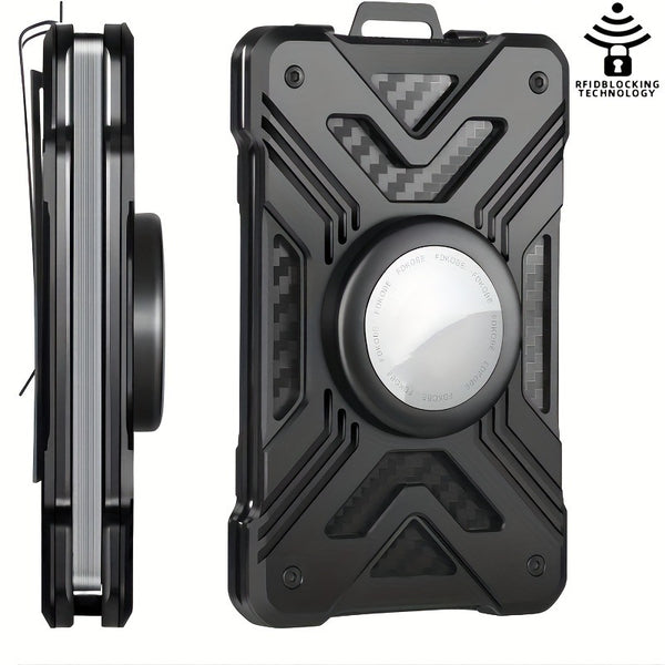 Cartera Minimalista con Rastreador AirTag - Portatarjetas de Fibra de Carbono para Hombre