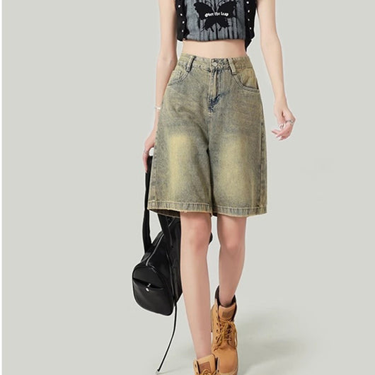 Shorts Denim Retro Vintage Mujer Cintura Alta Holgado - Image 2