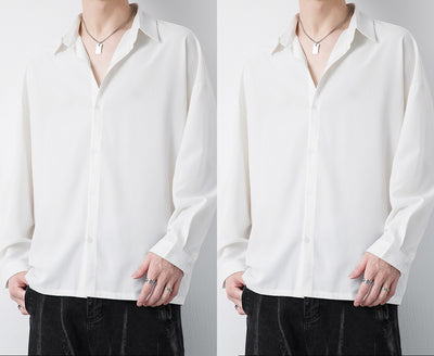 Camisa Negra Casual de Otoño con Cuello Mao y Mangas Largas - Image 3