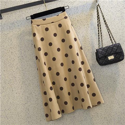 Falda Midi Lunares Cintura Alta Corte A Elegante - Image 8