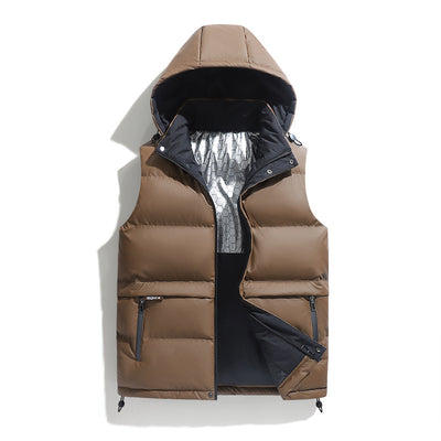 Chaleco Acolchado con Capucha para Hombre - Diseño Sólido Cálido - Image 3