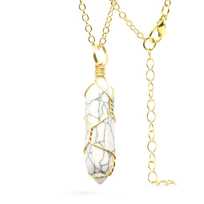 Collar Colgante de Cristal Hexagonal Envuelto a Mano con Piedra Natural - Image 53