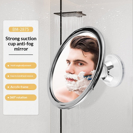Espejo Antivaho para Baño con Ventosa Giratoria 360° - Plateado - Image 2