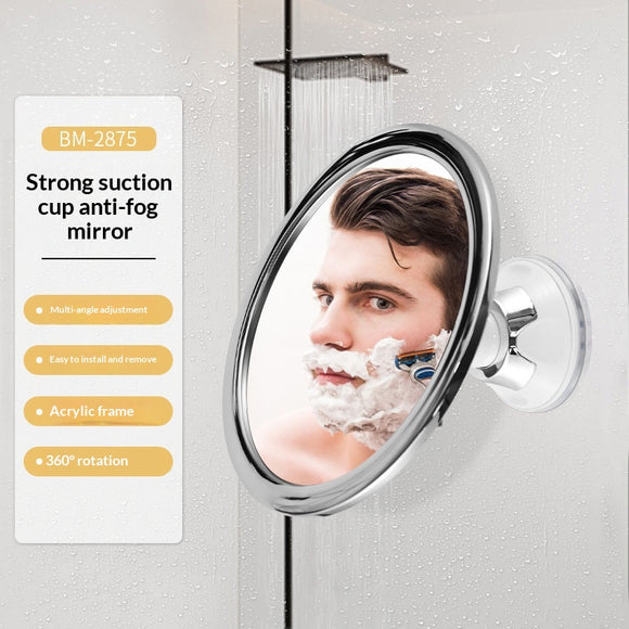 Espejo Antivaho para Baño con Ventosa Giratoria 360° - Plateado