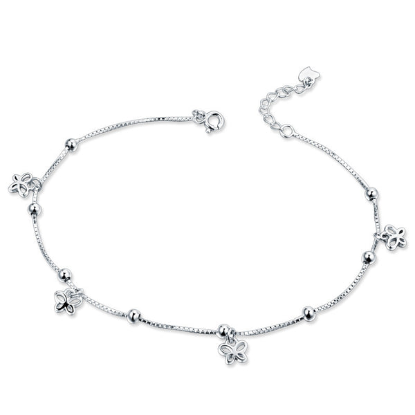 Pulsera Tobillera de Plata 925 con Mariposa Estilo Coreano - Image 5