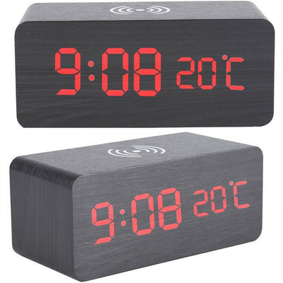 Reloj Despertador Inteligente de Madera con Carga Inalámbrica y Control por Voz - Image 22