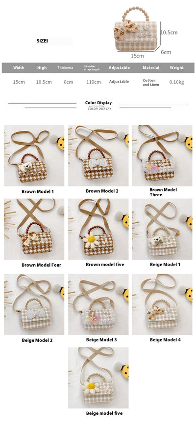 Bolso Crossbody Cuadros Marrones con Detalle Pearl - Image 27