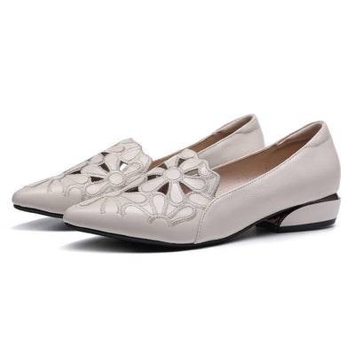 Zapatos de Cuero Suave para Mujer con Bordado Hueco - Image 15