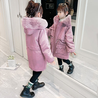 Abrigo Acolchado Cálido con Capucha para Niñas - Forro Polar Interior - Image 7