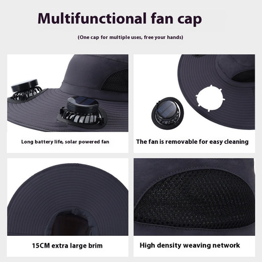 Gorra de Sombra Solar con Ventilador para Hombre - Ideal para Montaña y Pesca - Image 4