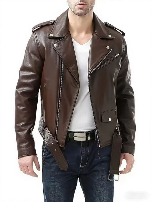 Chaqueta de Cuero PU Slim Fit para Hombre con Cierre de Cremallera - Image 6