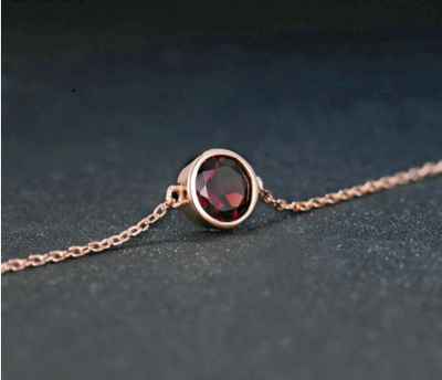 Pulsera de Granate Natural con Baño de Oro Rosa y Plata de Ley - Image 9