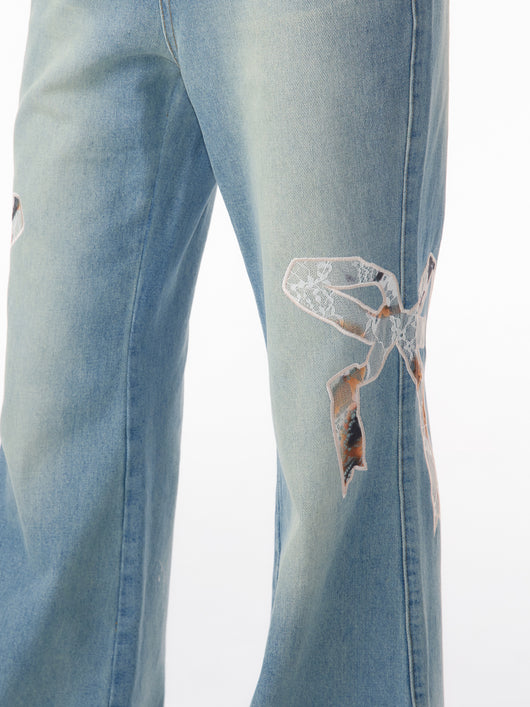 Jeans Rectos de Talle Alto con Detalle de Moño - Image 4