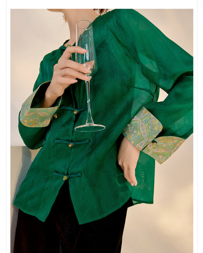 Blusa Retro Elegante con Bordado Chino y Botones Decorativos - Image 14