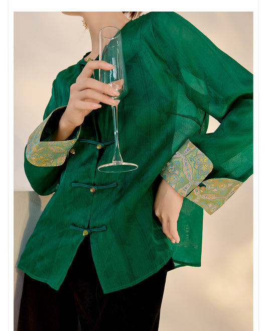 Blusa Retro Elegante con Bordado Chino y Botones Decorativos - Image 14