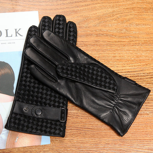 Guantes de Piel de Oveja Tejidos con Pantalla Táctil y Forro de Terciopelo para Hombre - Image 17