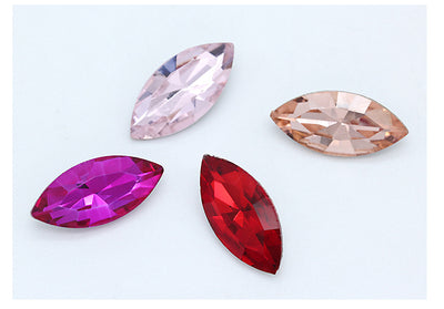 Diamante Suelto de Cristal Facetado Ojo de Caballo con Base Plateada - Image 31