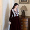 Vestido Retro Francés Vino Midi - Diseño Romántico Fairy