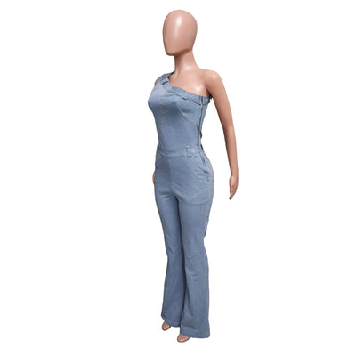 Jumpsuit Denim Ajustado con Hombros Caídos y Cintura Ceñida - Image 17