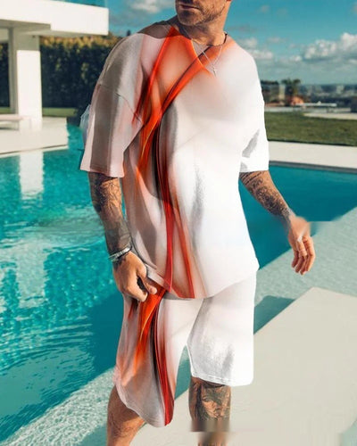 Traje Casual Hombre Manga Corta Cuello Redondo Degradado Multicolor - Image 15